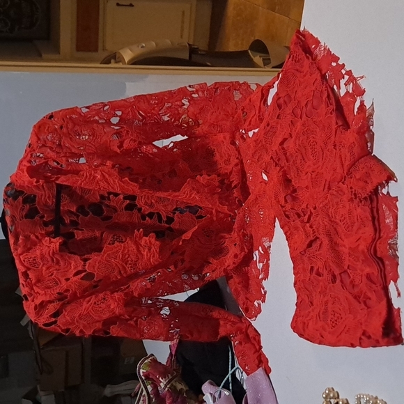 Pants - Red lace sexy short set